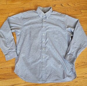 Brooks Brothers Blue Long Sleeve Button Down Shirt 100% Cotton Men's Size XL